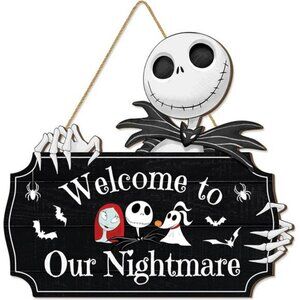 Halloween Skull Welcome Door Sign Halloween Spooky Front Door Hanger Decor
